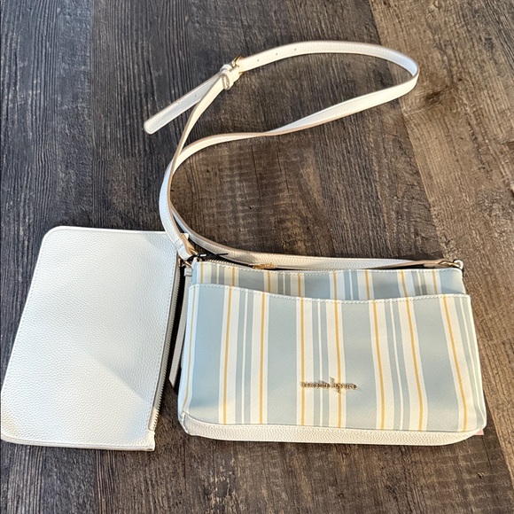 2 pc Nanette Lepore Striped Crossbody Bag - White and Cream - Picture 1 of 10